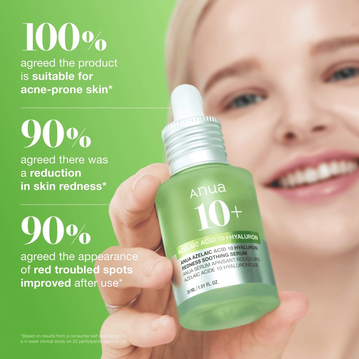 ANUA Azelaic Acid 10 Hyaluron Redness Soothing Serum — in use