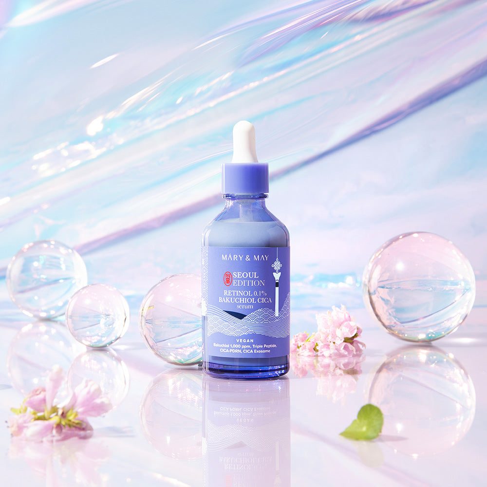 Mary & May Retinol 0.1% Bakuchiol Cica Serum (80ml Seoul Edition) — in use